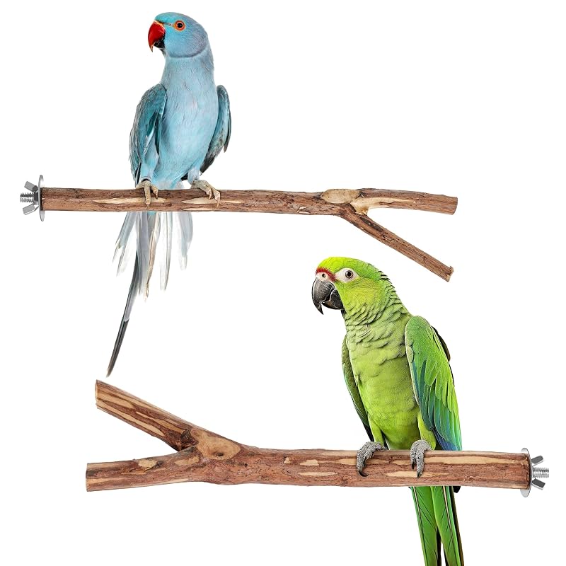 Poleiro de madeira natural para gaiolas de aves Niteangel No-Bark, pacote com 2