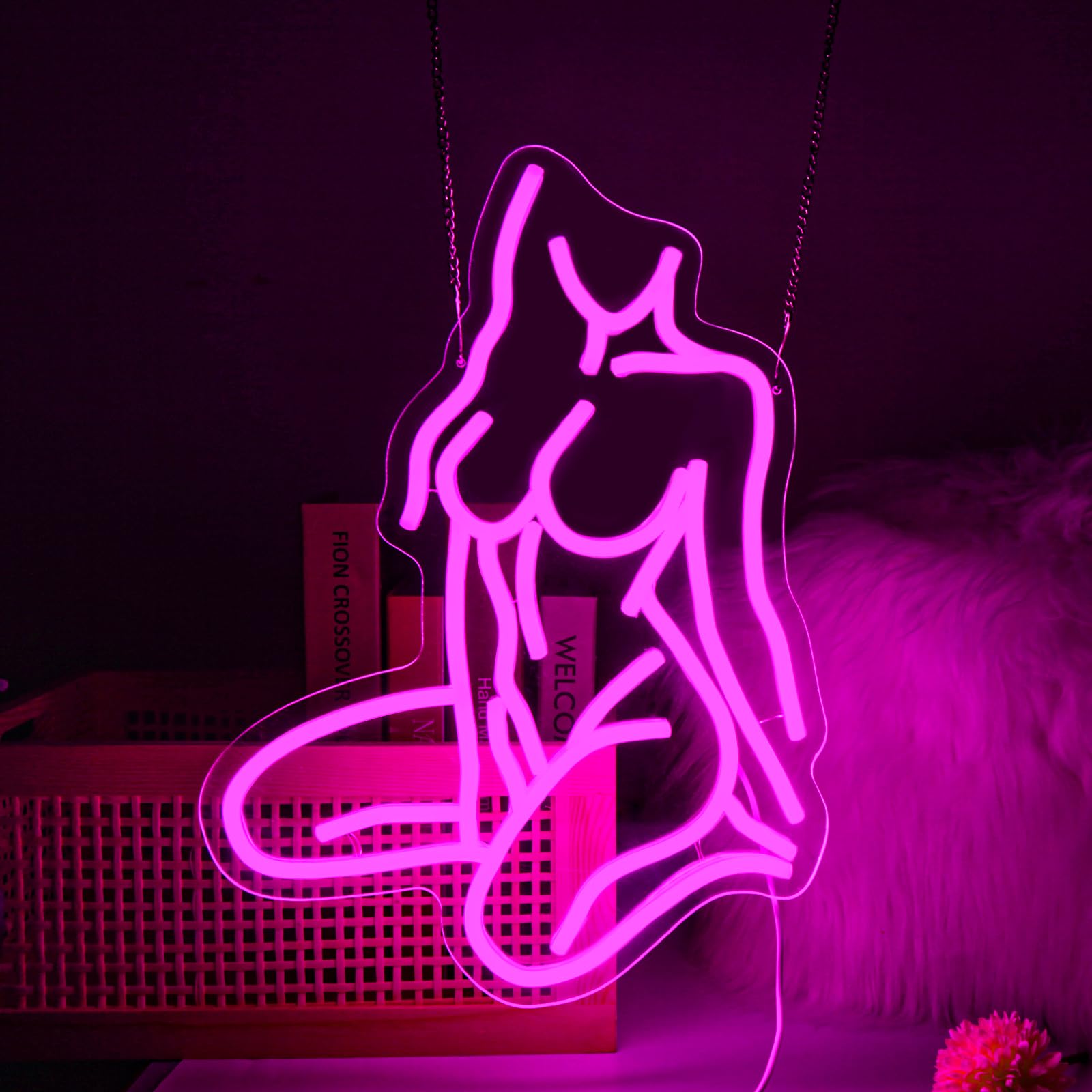 Panneau néon LED pour chambre à coucher, bar, fête, magasin, décoration murale à suspendre, cadeau sexy pour femme, homme, grotte, alimentation USB, rose rouge