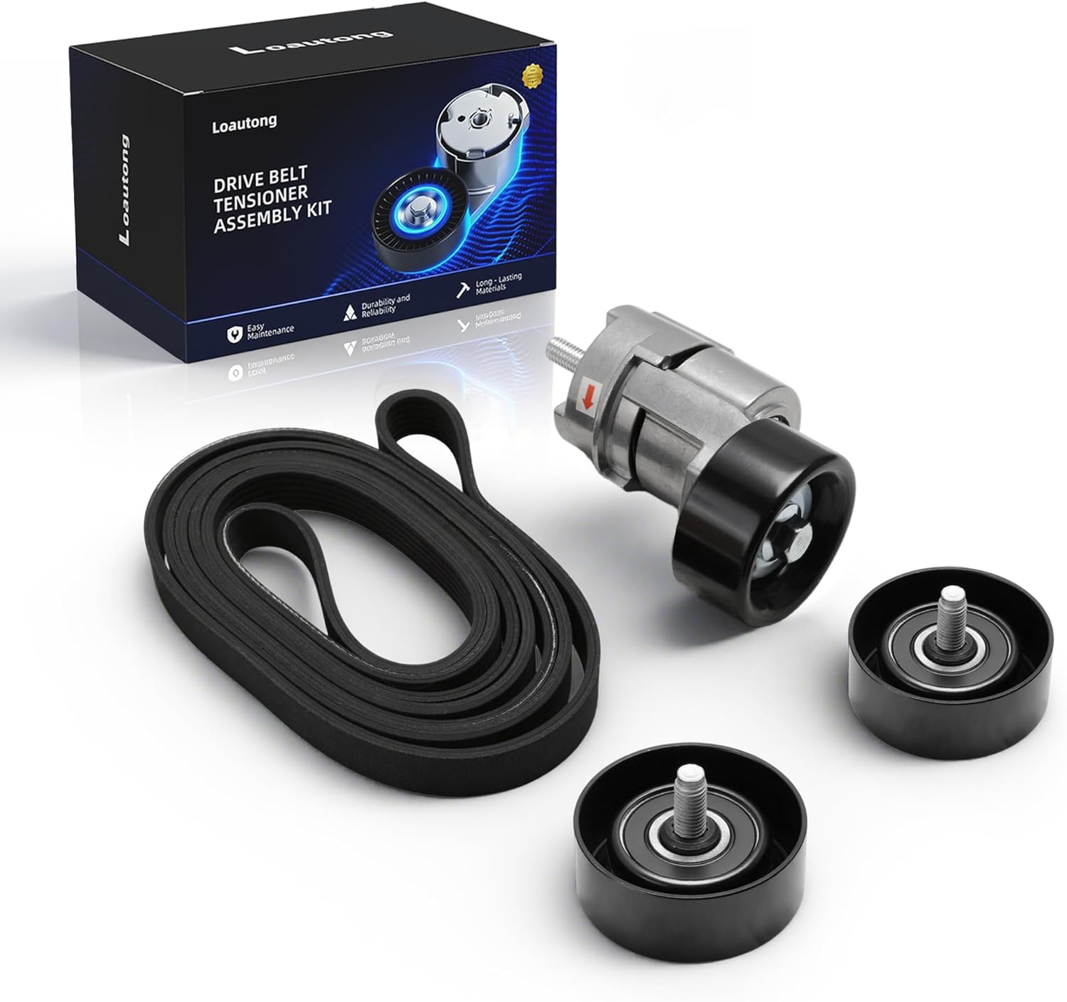 Serpentine Belt Tensioner Pulley Kit for Ford F-250 Super Duty V8 6.4L 2008-2010, for F-350 Super Duty V8 6.4L 2008-2010, 39051, 7C3Z6B209A, 7C3E6B209D, 36354, 36492