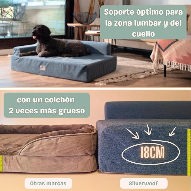 Foto 2 de 8 de SILVERWOOF Cama de Lujo Hecho a Mano ortopédica para Perros Grandes Zen Plus - 100% Impermeable y Lavable