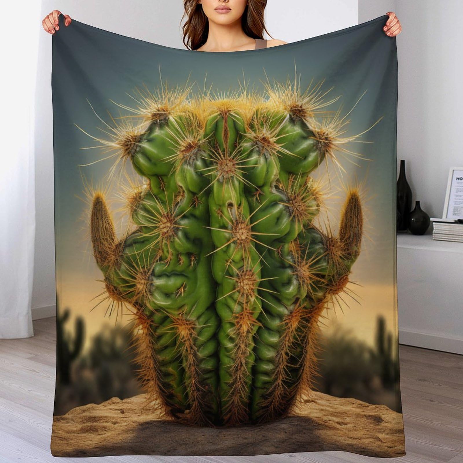 Plaid canapé couverture polaire flanelle cactus : finissez-en avec le froid sur votre canapé