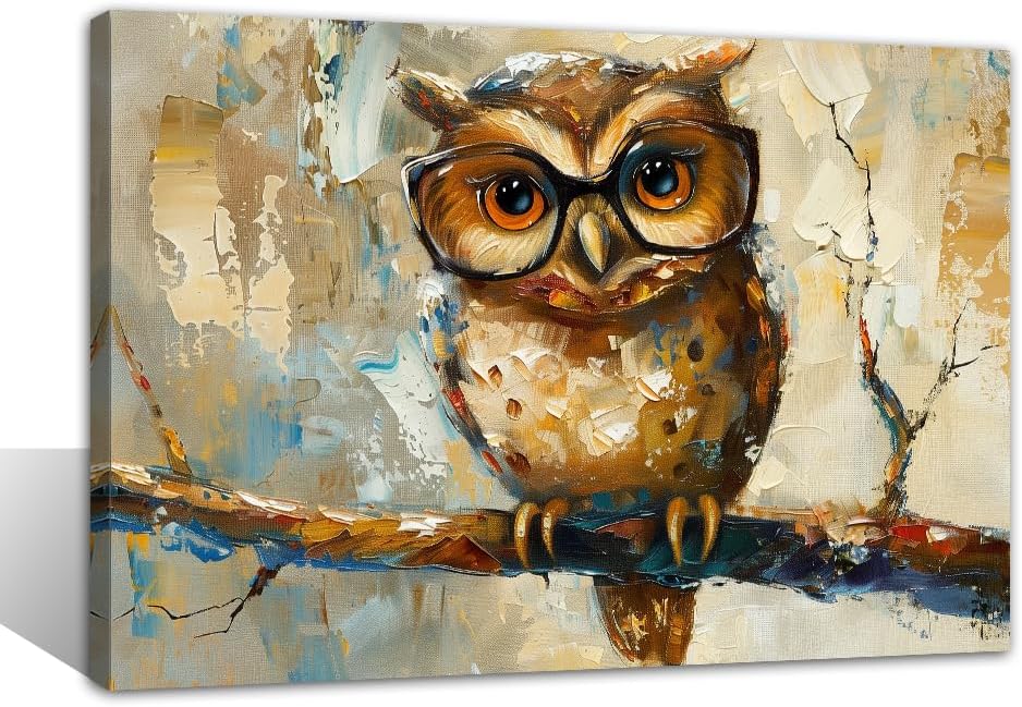 TIEHAOMAI Frog Canvas Wall Art Colorful Animals Paintings Abstract Frog Posters Animals Wearing Glasses Picture Prints for Living Room Decor（Animal-1,16x24inch (40x60cm)