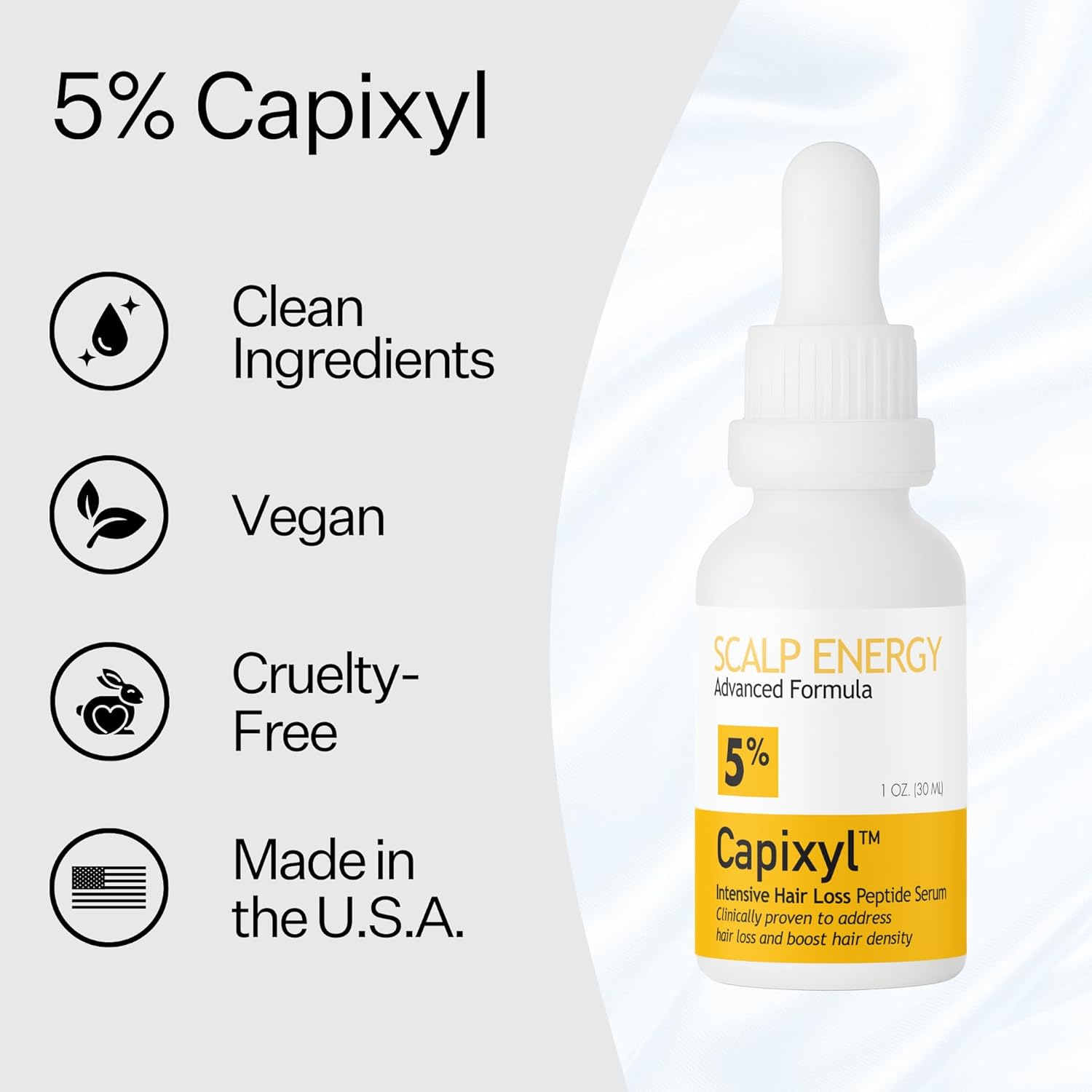 Peptide Vegan 5% Hair Growth Serum With Capixyl - Hair Growth Products for Men & Women Helps Reduce Hair Loss, Strengthen & Thicken Vegan Hair Serum for Thinning Hair - Image 9