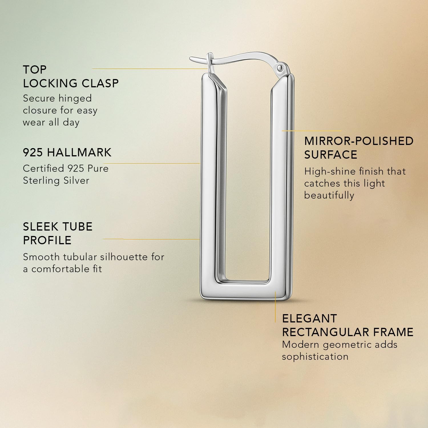 LeCalla 925 Sterling Silver Chunky Hoop Earrings for Women | Large Rectangle Shaped Earring Hoops | Handmade Classic Oval Textured Click-Top Big Hoops Earring for Women Gifts - Image 6