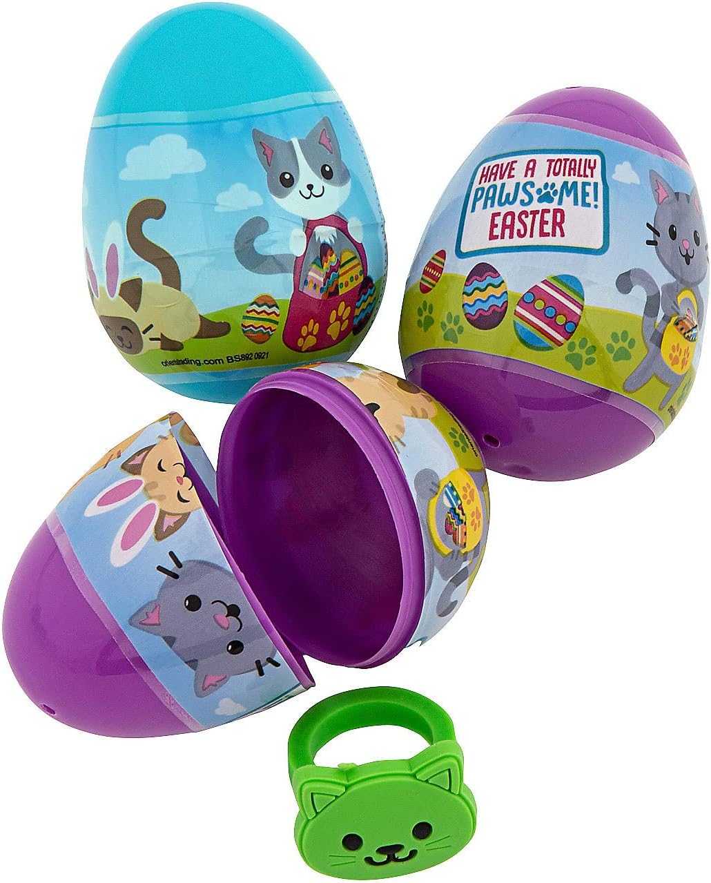 Fun Express 2 1/4" Cat Toy-Filled Plastic Easter Eggs - 12 Pieces