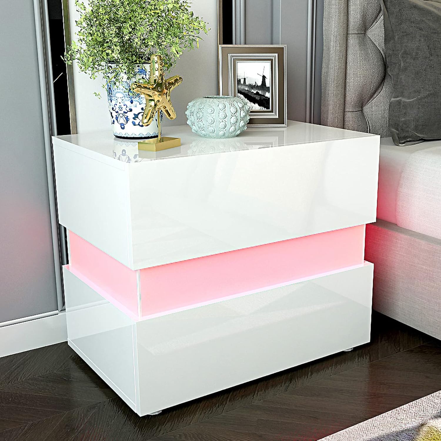 Artist Hand White Bedside Tables Modern White Bedside for