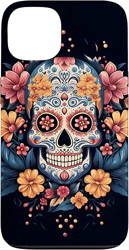 Funda floral para iPhone 13 Sugar Skull Día de los Muertos La Catrina