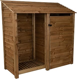 Wooden Tool and Log Store 6Ft (W-187cm, H-180cm, D-88cm) (Without kindling shelf, Brown)