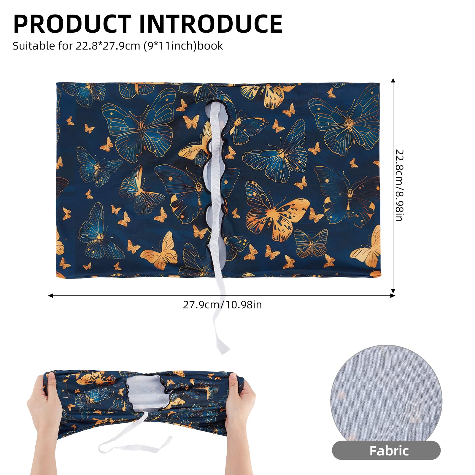 NICENEEDED Butterfly Stretchable Book Cover, Washable Book Protector, Elastic Notebook Wraps - Image 2