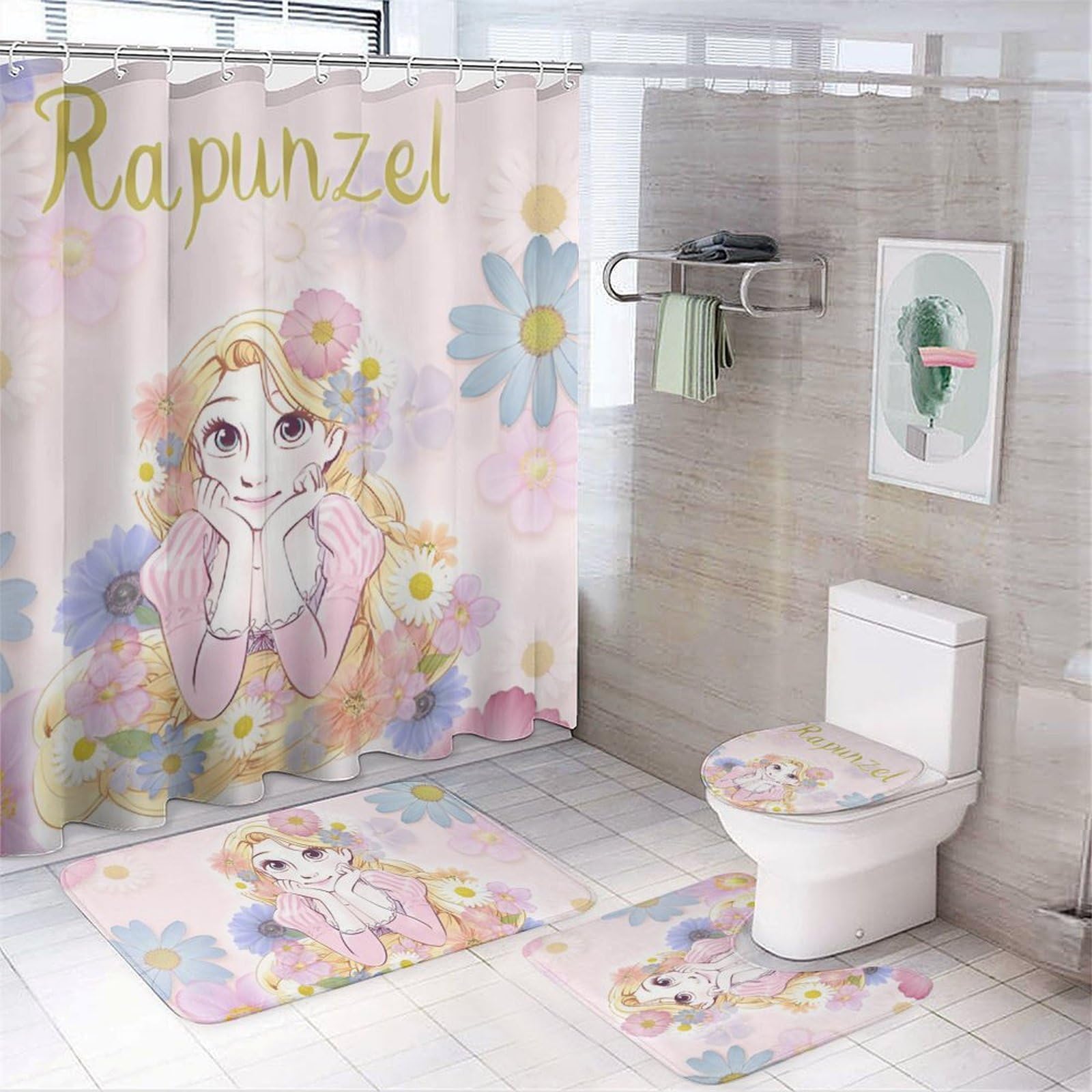Amazon｜ラプンツェル プリンセス マット 吸収性バスマット 便座