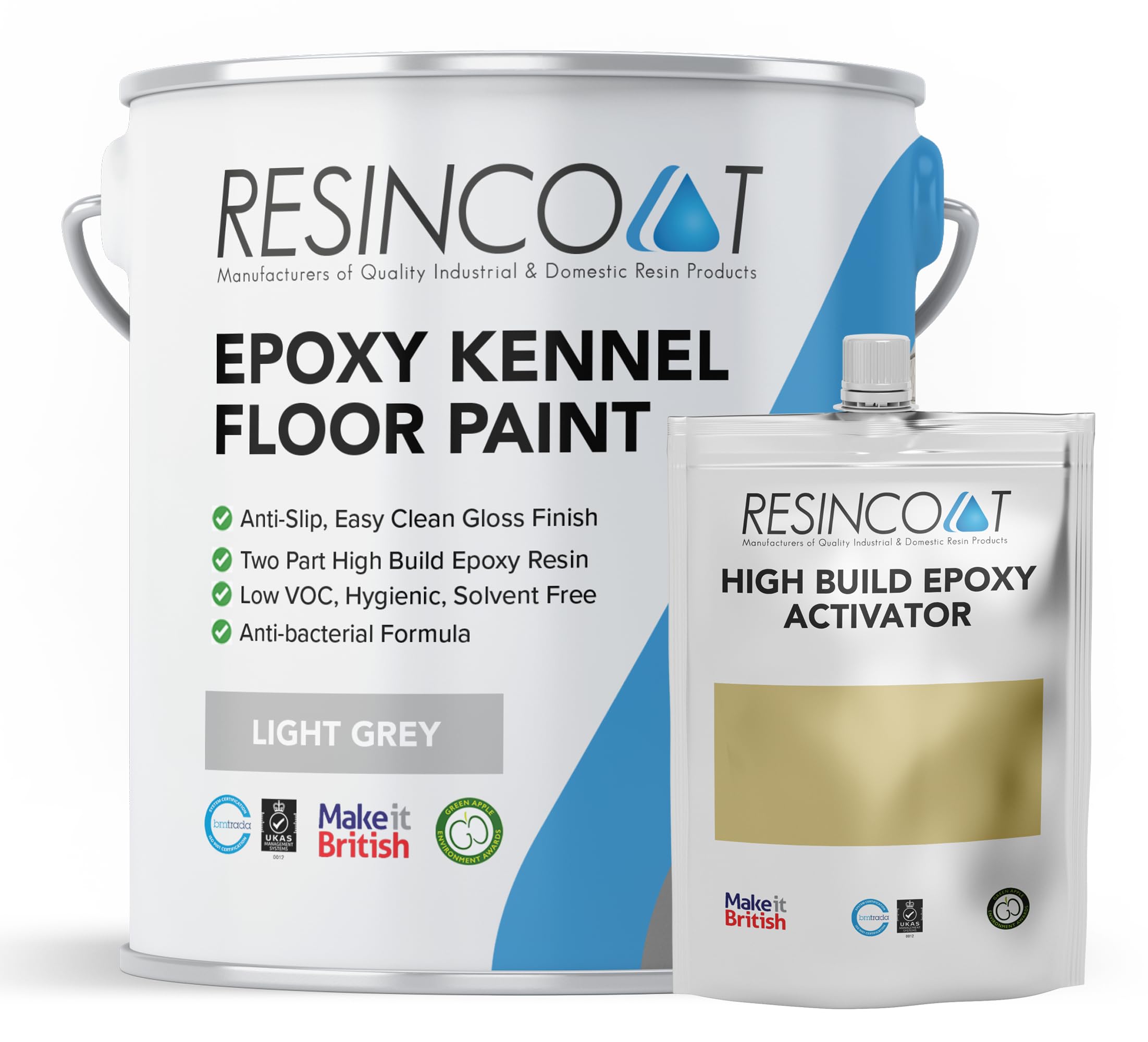 Resincoat Kennel & Cattery Floor Paint – Antibacterial Epoxy Coating for Concrete – Hard Wearing, Anti Slip, Hygienic Finish – Easy to Clean & Apply – Indoor Use – UK Made - Sky Blue - 2.5kg