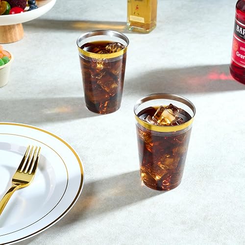 Vista 18 de FOCUSLINE Paquete de 200 vasos de plástico transparente de 12 onzas, vasos desechables de plástico reutilizables, resistentes vasos transparentes