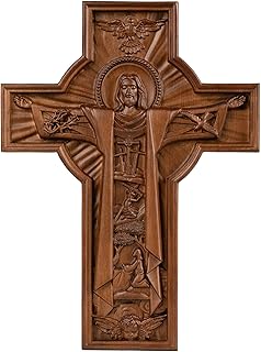 BGCOPPER Jesus Crucifix Wall Cross Handmade Wooden Cross for Wall Decor for Home Room Christmas Gift