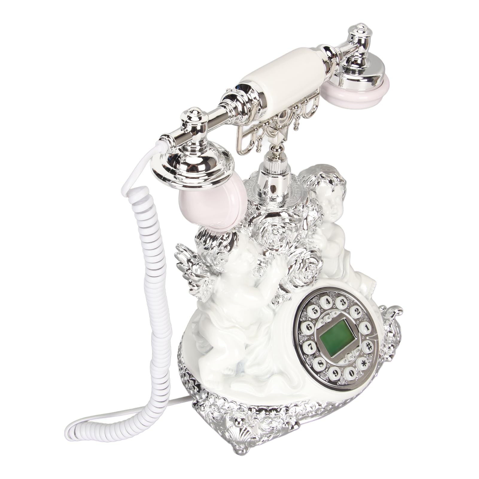 Generic Telefono Vintage Antico Facile da Usare per Casa e Ufficio, Materiale in Resina Elettrolitica (MS‑8334C, argento)