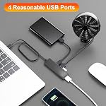 USB Hub 3.0, TSUPY 4 Port USB 3.0 Splitter de Hub de données avec 2.1ft Câble long de rallonge Ultra Expandeur portable Slim pour ordinateur de bureau PC, PS4, Ordinateur portable, Chromebook, iMac, Données Flash Drive et plus encore