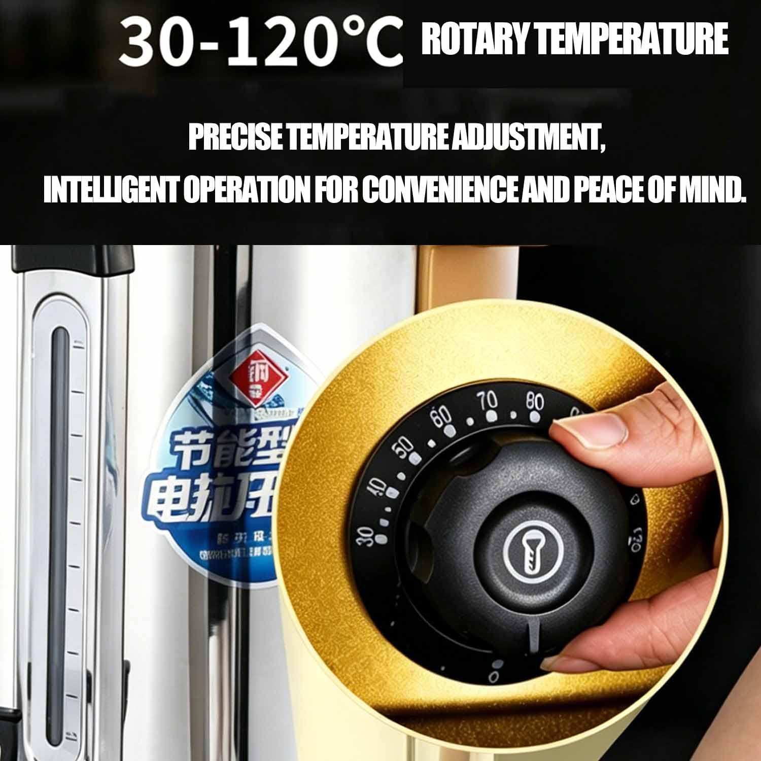 48-litrowy komercyjny bojler na napoje, elektryczny pojemnik na gorącą wodę o mocy 2800 W z kranem, zakres temperatur: 30–120 ℃ i trwałość, szybkie nagrzewanie i przyjazny dla użytkownika