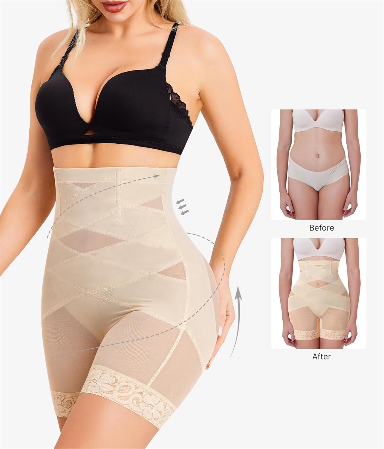 Nebility Shapewear Tummy Control Body Shaper High Waisted Butt Lifting Panties Shapewear Shorts Thigh Slimmer - Image 3