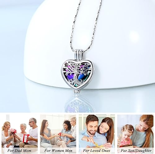 Miniatura 4 de Imrsanl Joyas de cremación para cenizas Collar con urna de corazón del árbol de la vida, colgante para cenizas para mujeres con urna de recuerdo