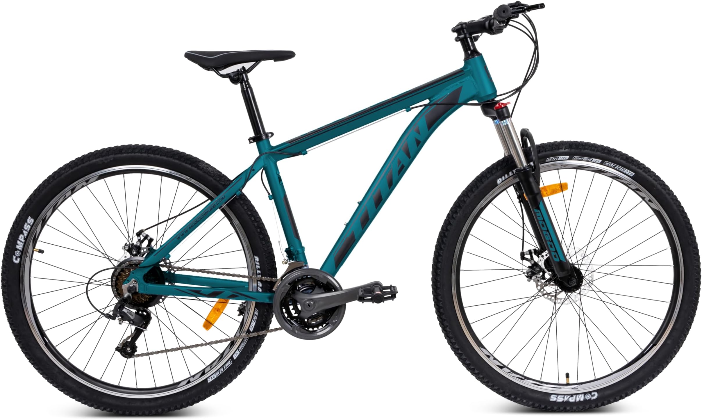 MogooTitan Aluminum Alloy Mountain Bike 24/26/27.5/29 Inch, 21-Speed, Bicycle Adult, Mechanical Disc Brakes, Adjustable Seat, 21-Gear, Suspension MTB Cycle for Men and Women