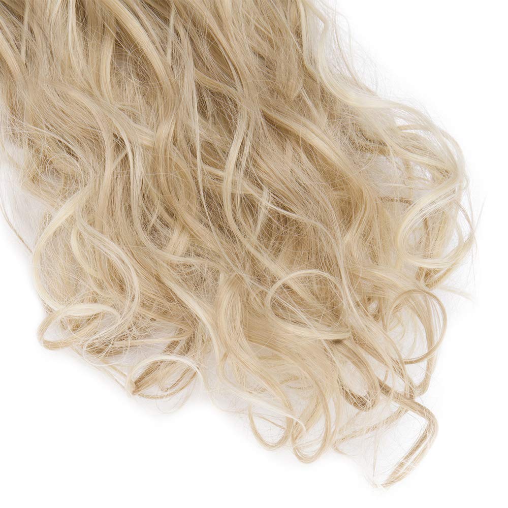 24"(60cm) SEGO Extensiones de Cabello Clip de Pelo Sintético Se Ve Natural 8 PCS [Sandy Rubio mezcla Blanqueador Rubio] Rizado Ondulado Largo Postizos Pelucas (140g) — view 4