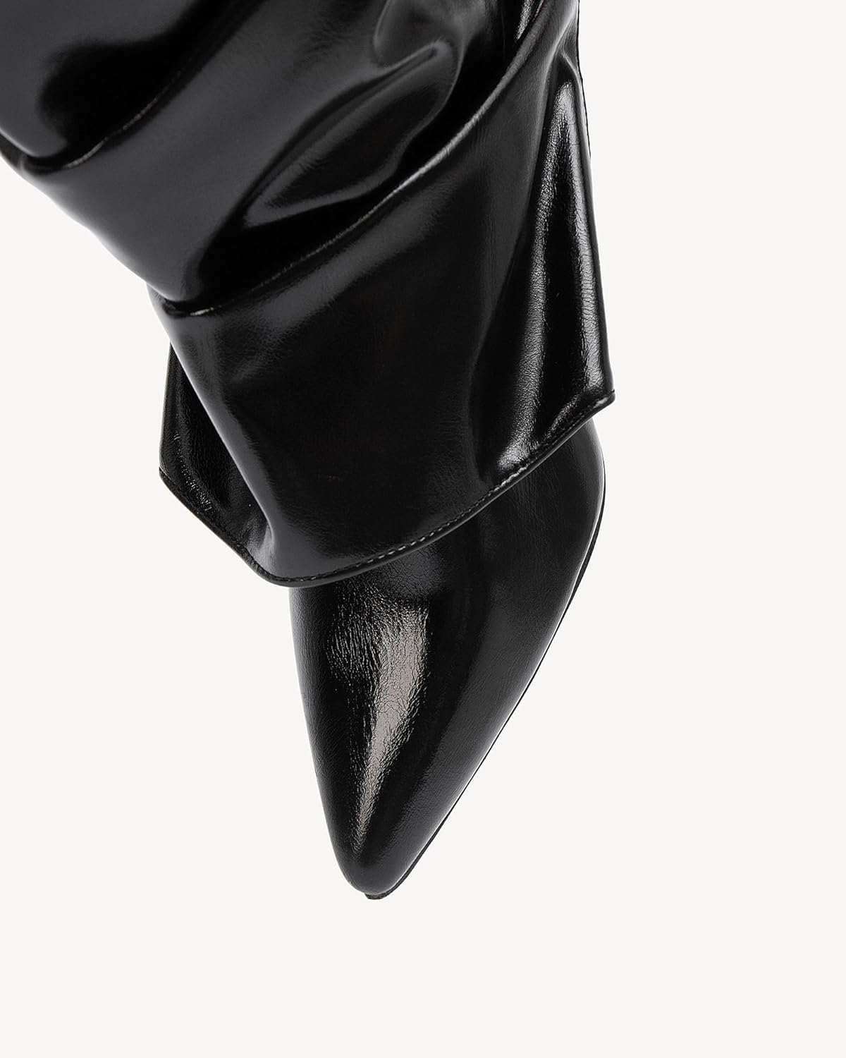 NEWBELLA Women's Pointed Toe Stiletto Ankle Boots - Rivet Decorated Pleated Faux Leather Chelsea Boots, Fashion Short Booties for Daily Wear