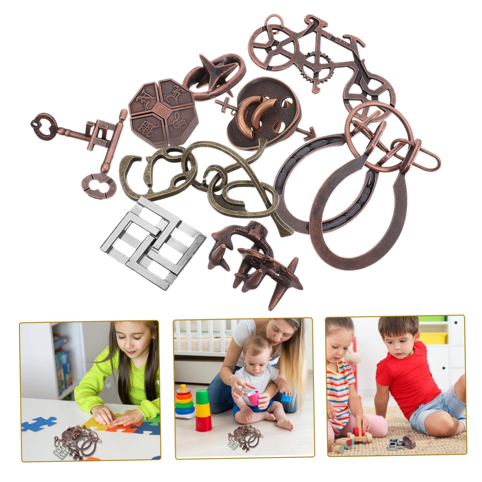 Puzzle Logici in Lega di Zinco Set 9pezzi Rompicapo Metallo Allenamento Cervello Giocattoli Educativi per Adulti Natale Regalo