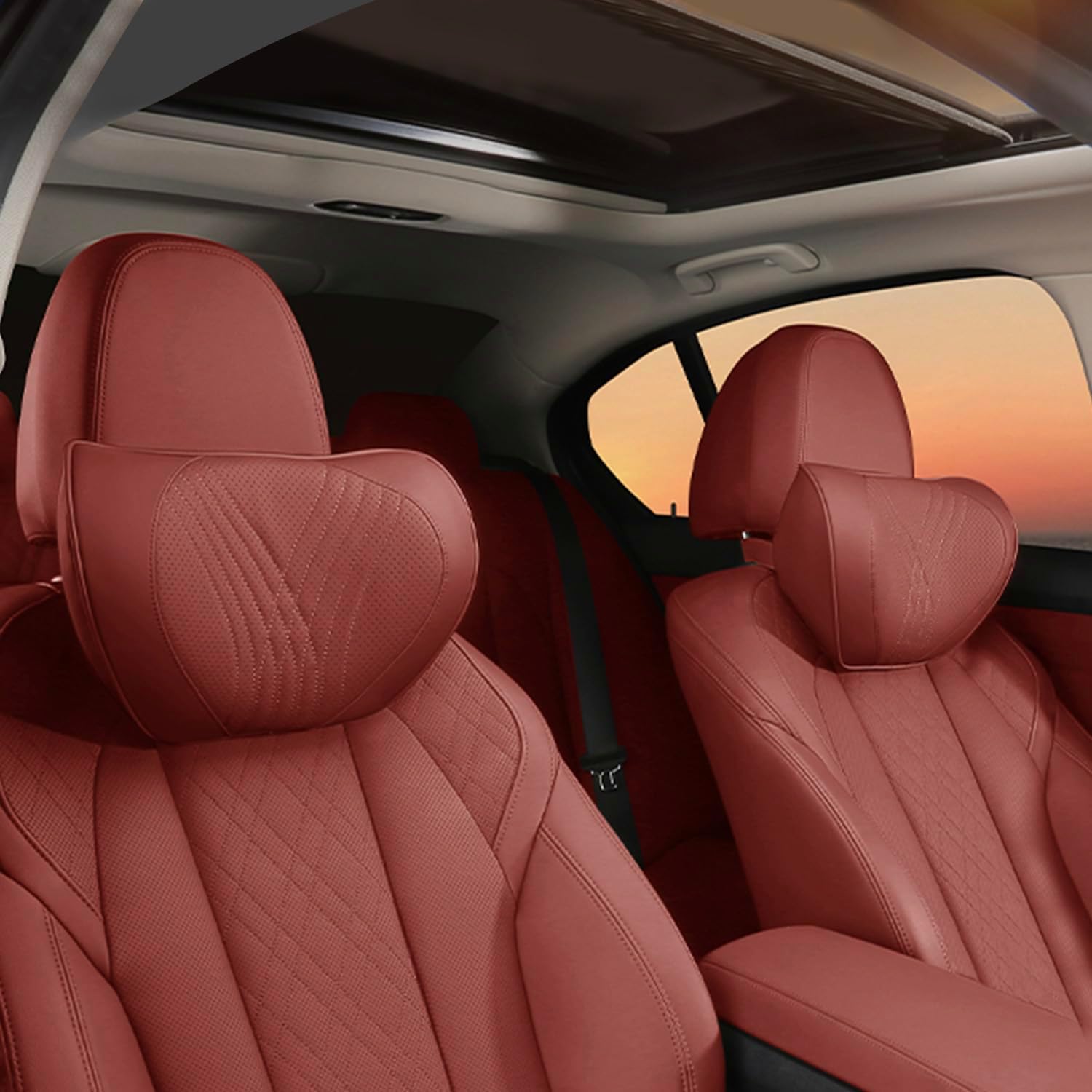 Car neck pillow memory foam premium leather headrest