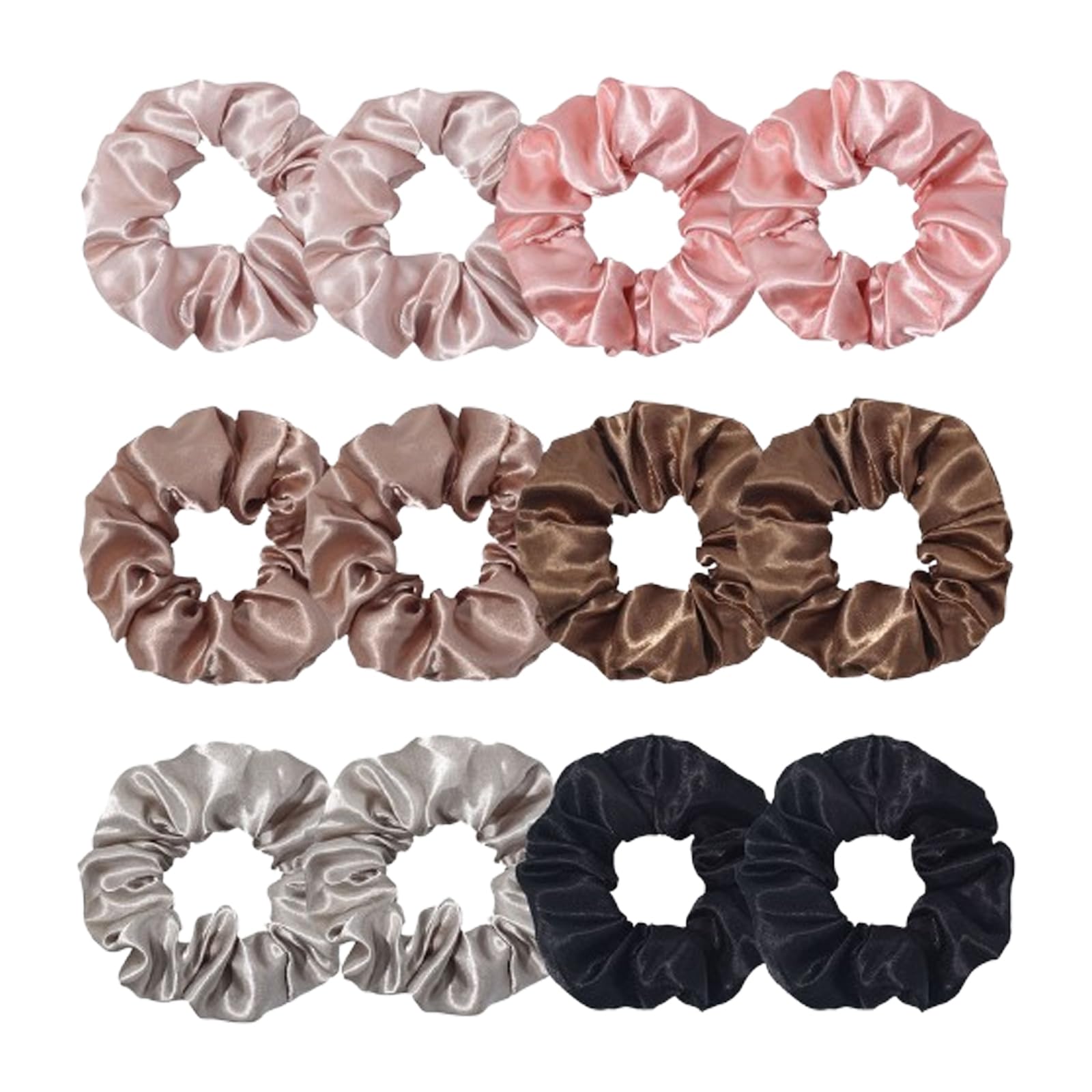 Qiwenr 12Pcs Silk Hair Scrunchies for Women 6 Colour Soft and Silky Hair Accessories for Ladies Lengthening Satin Scrunchies for Hair for Thick Thin Curly Hair (Pink