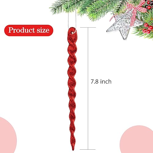 Vista 240 de 30 piezas de carámbanos de plástico retorcidos de plástico de carámbanos de Navidad, decoración colgante para árbol de Navidad, fiesta de Navidad