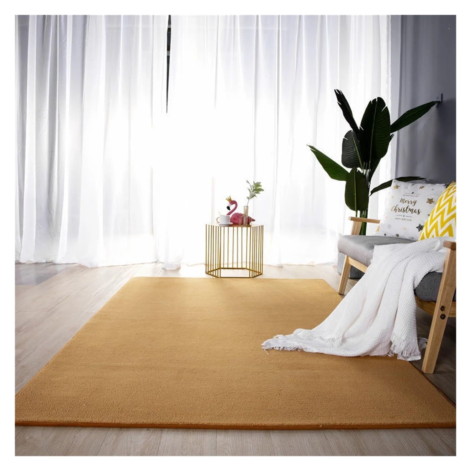 Tapis en velours corail épais et antidérapant couleur kaki