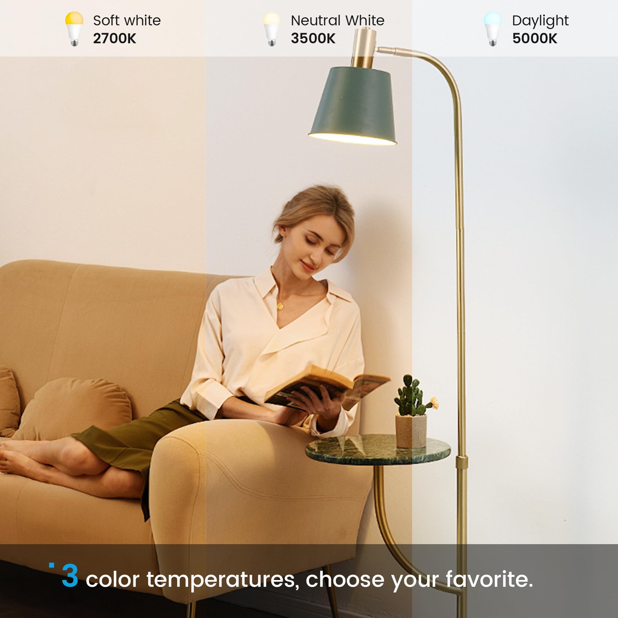 Torkase A19 LED Light Bulbs 60-80 Watt Equivalent 9 Watt 800 LM Bright Standard LED Bulbs Non-Dimmable E26 — view 6