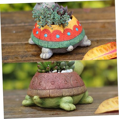 Miniatura 9 de Yardwe Moldes únicos de tortuga para suculentas, mini macetas de resina para macetas en casa y oficina