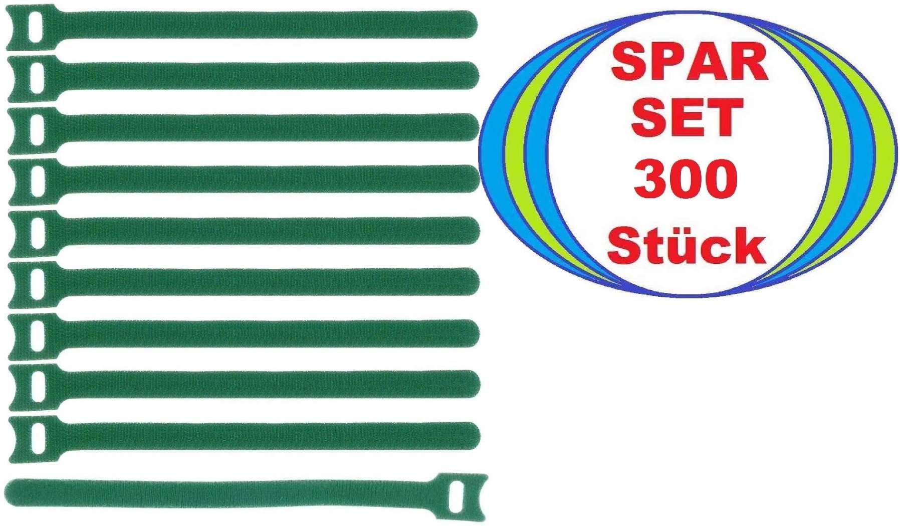 300 x Klettkabelbinder 200 x 25 mm Grün Kabelbinder Kabel-Klettband - Wiederverschliessbar/Wiederverwendbar (300, 200 x 25 mm Grün)