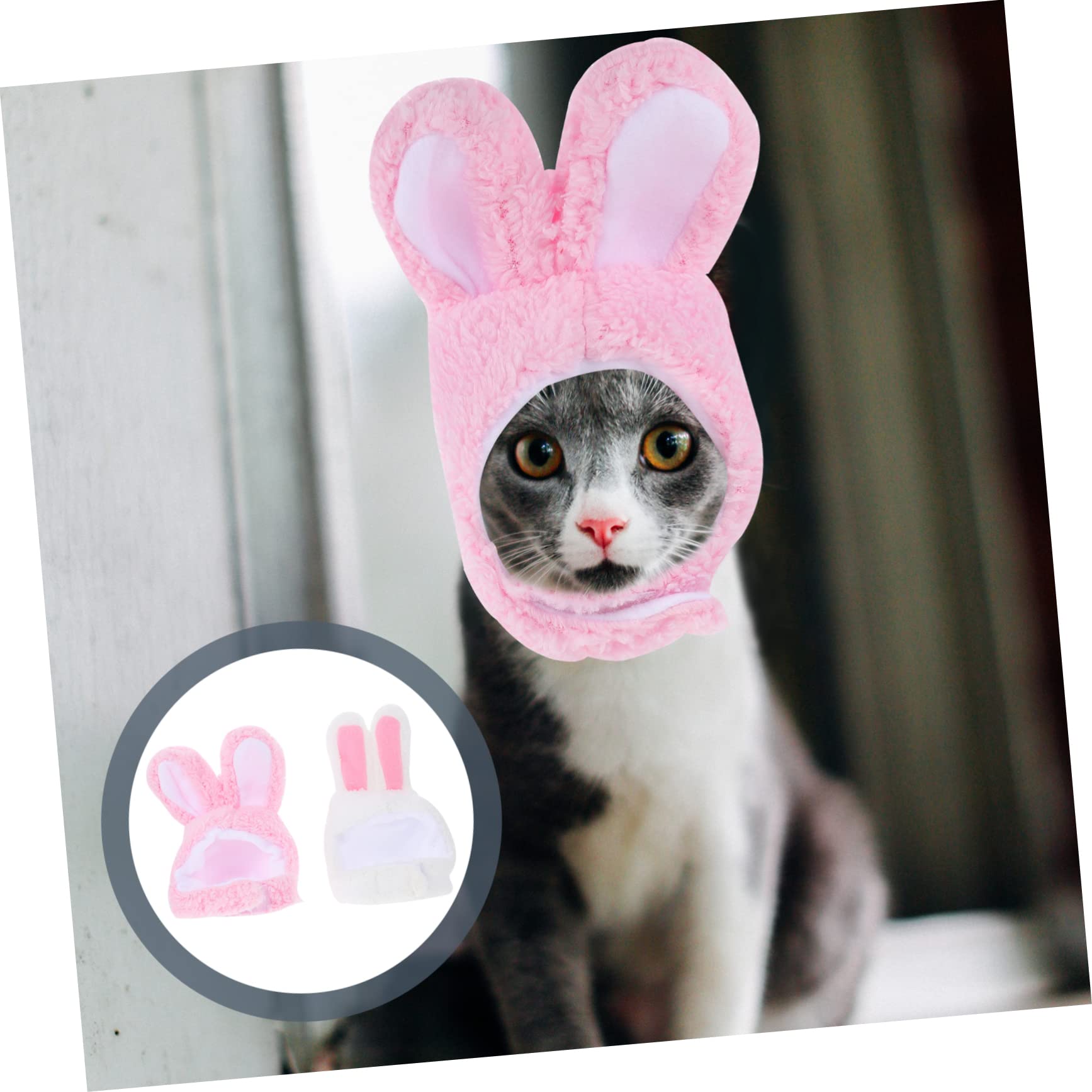 VANZACK 2Pcs Cute Dog Hat with Bunny Ears Adorable Pet Headgear for Dogs and Cats for Parties Holidays and Photo Shoots Safe and Comfortable Design