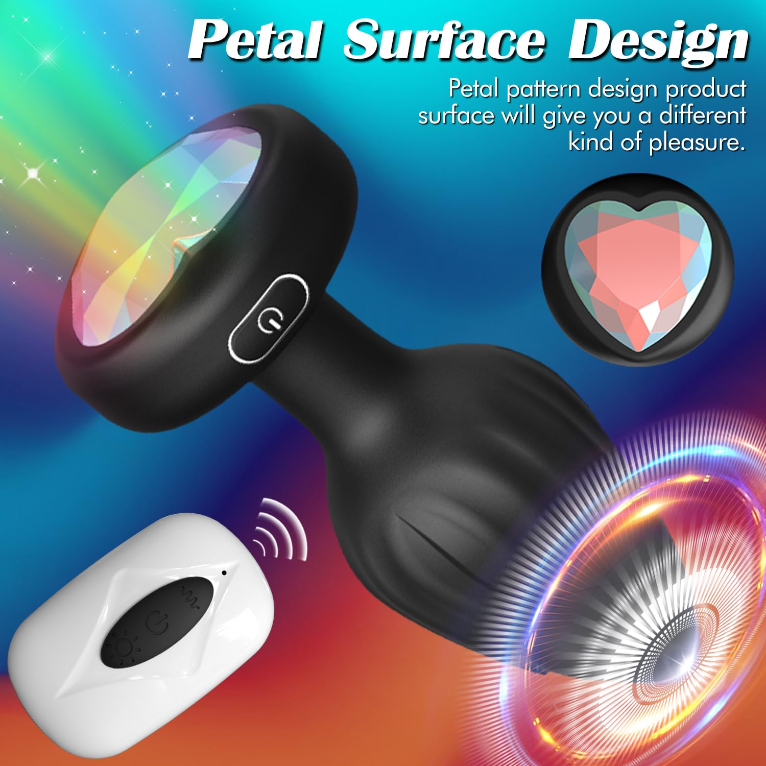 Anal Plug Vibrator Couples Sex Toys for Women, Light Up Vibrating Butt Plug with 10 Vibrations Adult Toys, Women Rose Sex Toys Anal Vibrators: Blcak