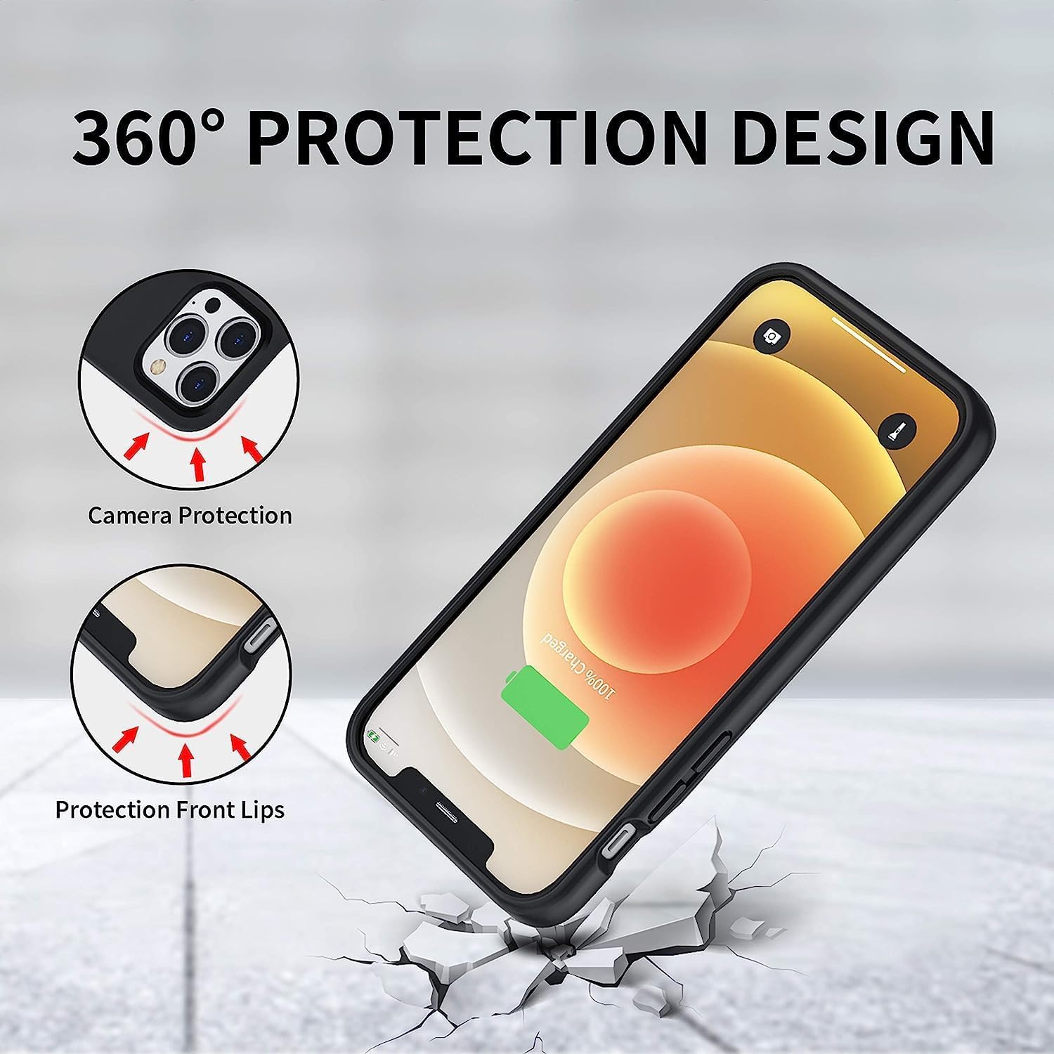Custodia con batteria per iPhone 11, custodia protettiva portatile da 7000 mAh, batteria ricaricabile estesa, compatibile con iPhone 11 (6,1 pollici, nero)