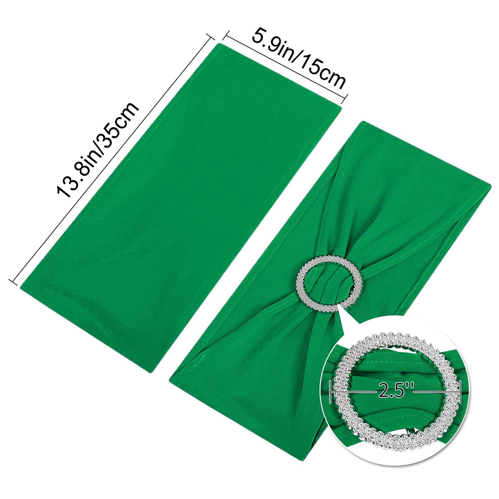 Stretch Stuhlhussen Schleifen, Hochzeit Stuhl Cover-Band, Mit Schnalle Schieber Schärpen Schleife Dekorationen Stuhl Bezüge Stuhl Sitz Bezug Dekoration (60,Grün)