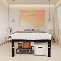 Vista 59 de Base de cama tamaño Queen de 12 pulgadas, no necesita somier, base de colchón de plataforma de metal resistente con listones de acero