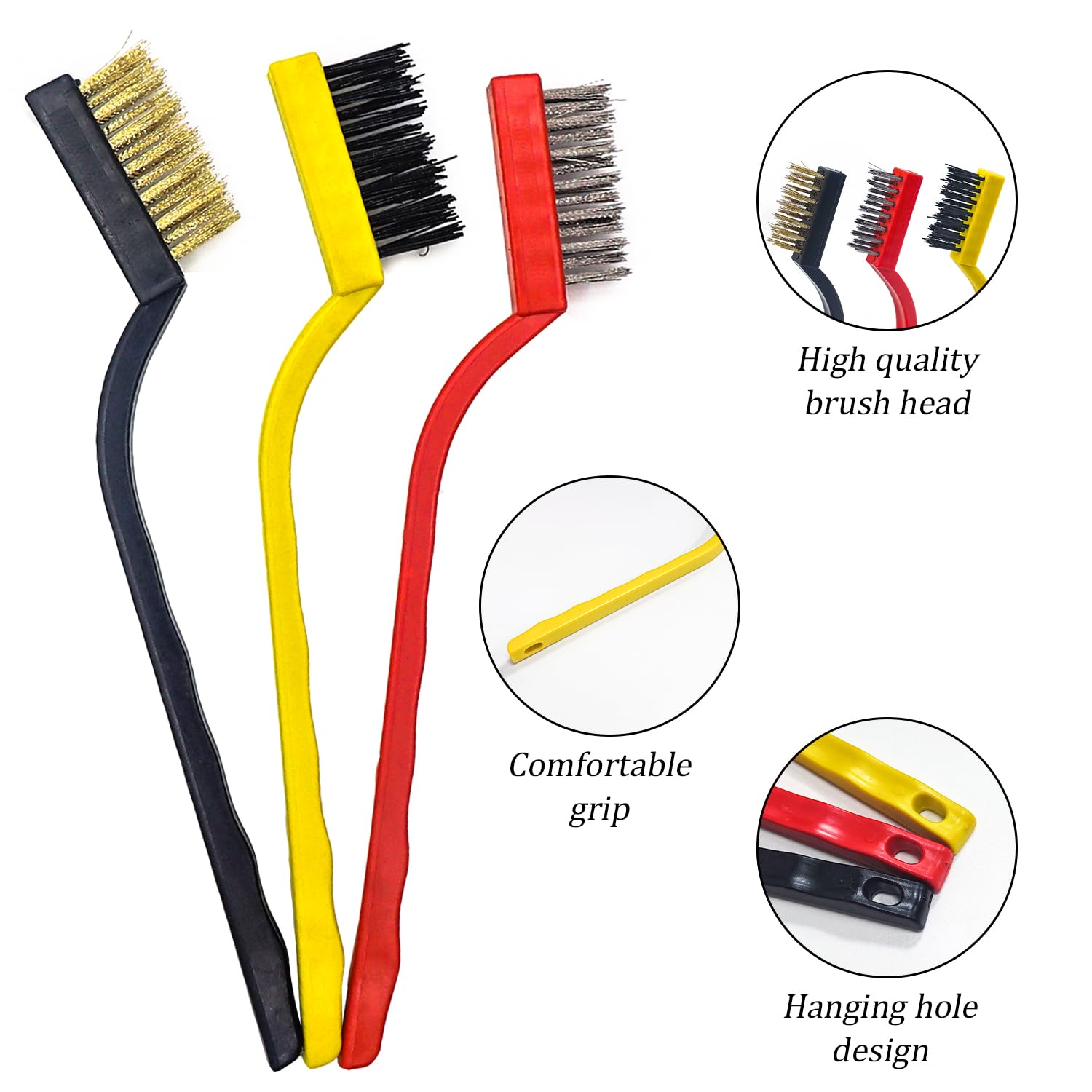 CONNECTION Spazzola Etallica In Ottone Con Anico In Legno, Set Di 4 - Foto 4