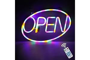 iKefe LED Battery Operated Open Sign for Business Cordless, Electric Display - Multicolor