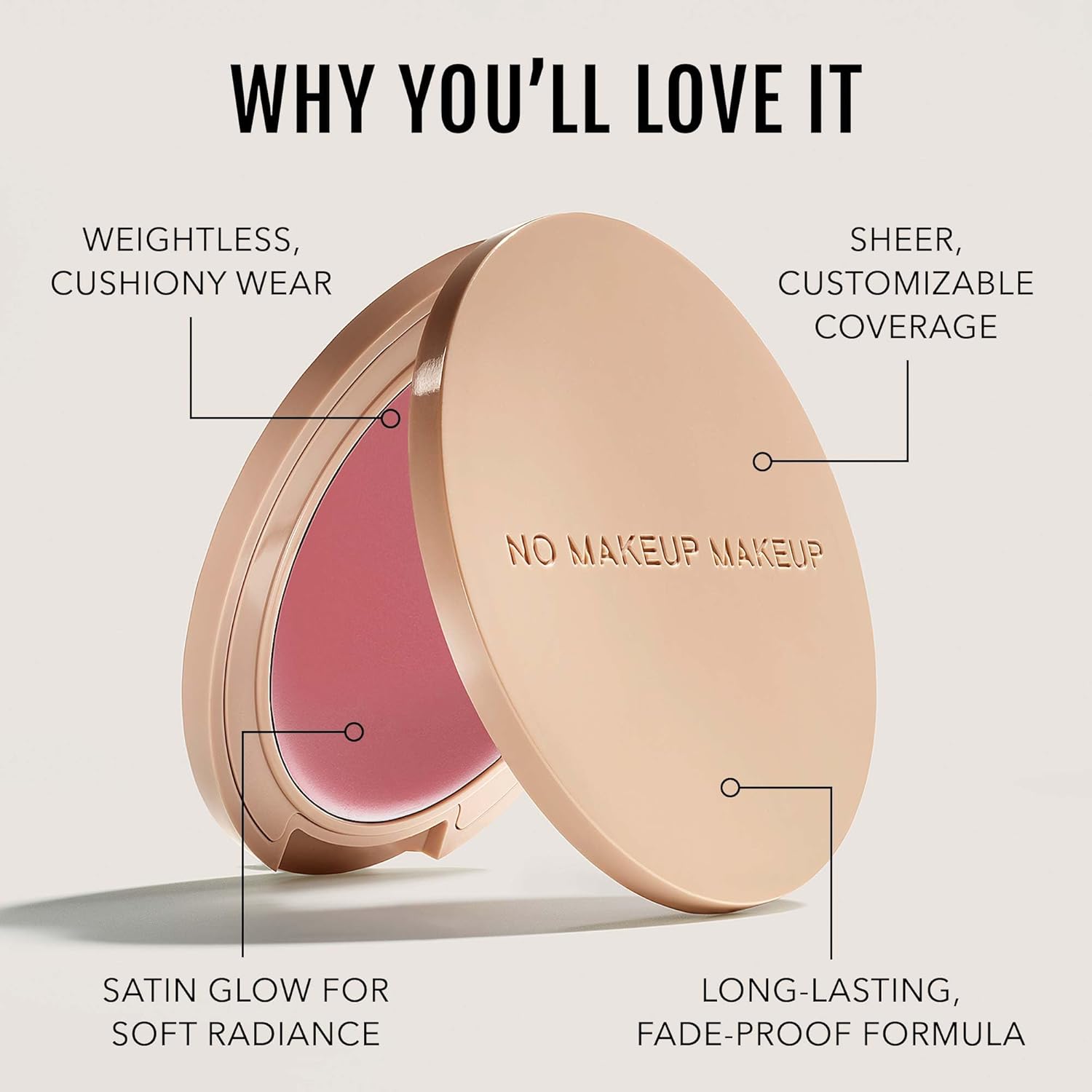 No Makeup Makeup Blush & Lip Duo with Blush Brush, Second-Skin Cream-Balm Formula Delivers a Long-Lasting Sheer Wash of Color, Buildable Coverage, Semi-Matte Finish, Includes Angled Brush, Pink - Image 3