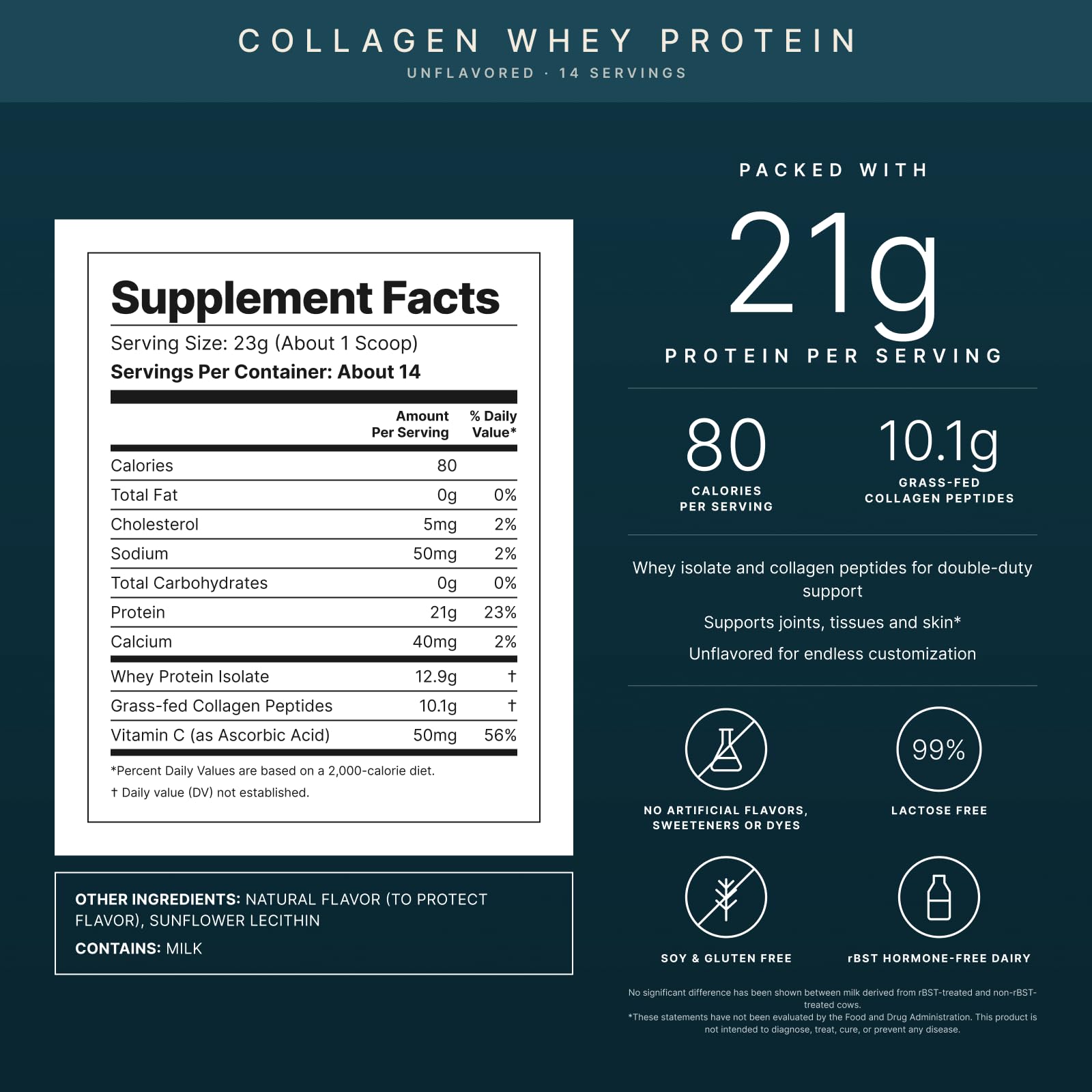 Gainful Collagen Whey Protein Powder, 21g Protein, Unflavored, 14 Servings — Amazon image 2