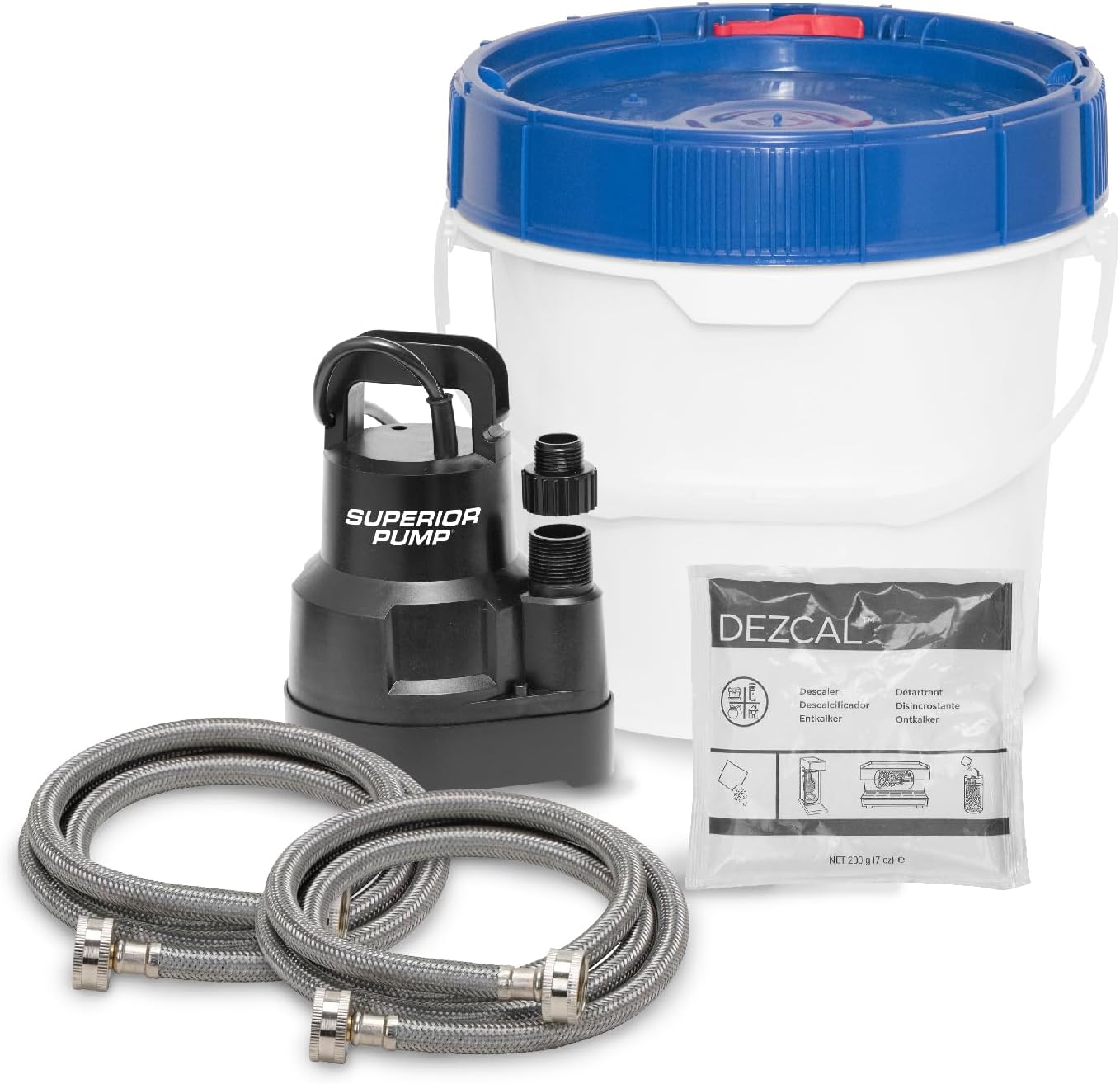 Superior Pump 91660 Tankless Water Heater Descaler Pump Kit with Non-toxic Descaler Solution, 3.5 Gallon, Deluxe