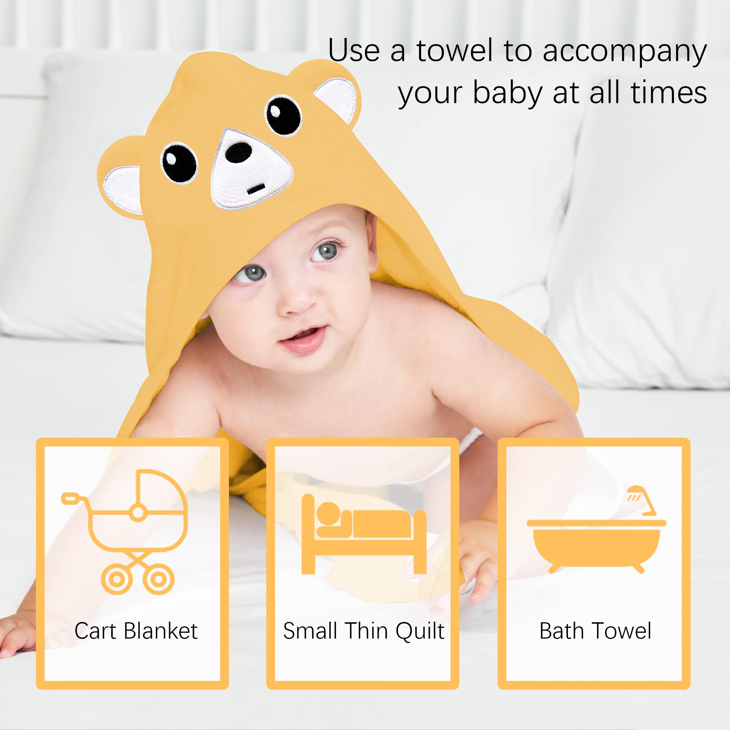 Lovely Care Paquete de 3 toallas de baño con capucha para bebé con 24 unidades para recién nacidos, bebés y niños, niños y niñas, artículo esencial de búsqueda de registro de bebés, pollo, oso, águila