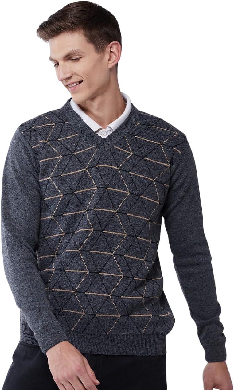 Men's Winter Sweater with Geometric Pattern Warm Stylish Seasonal Winter Clothing