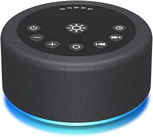 Sound Machine White Noise Brown Noise Night Light with 30 Sounds, 12 Lights, 5 Timers, Memory Function, Adjustable Volume for Sleep