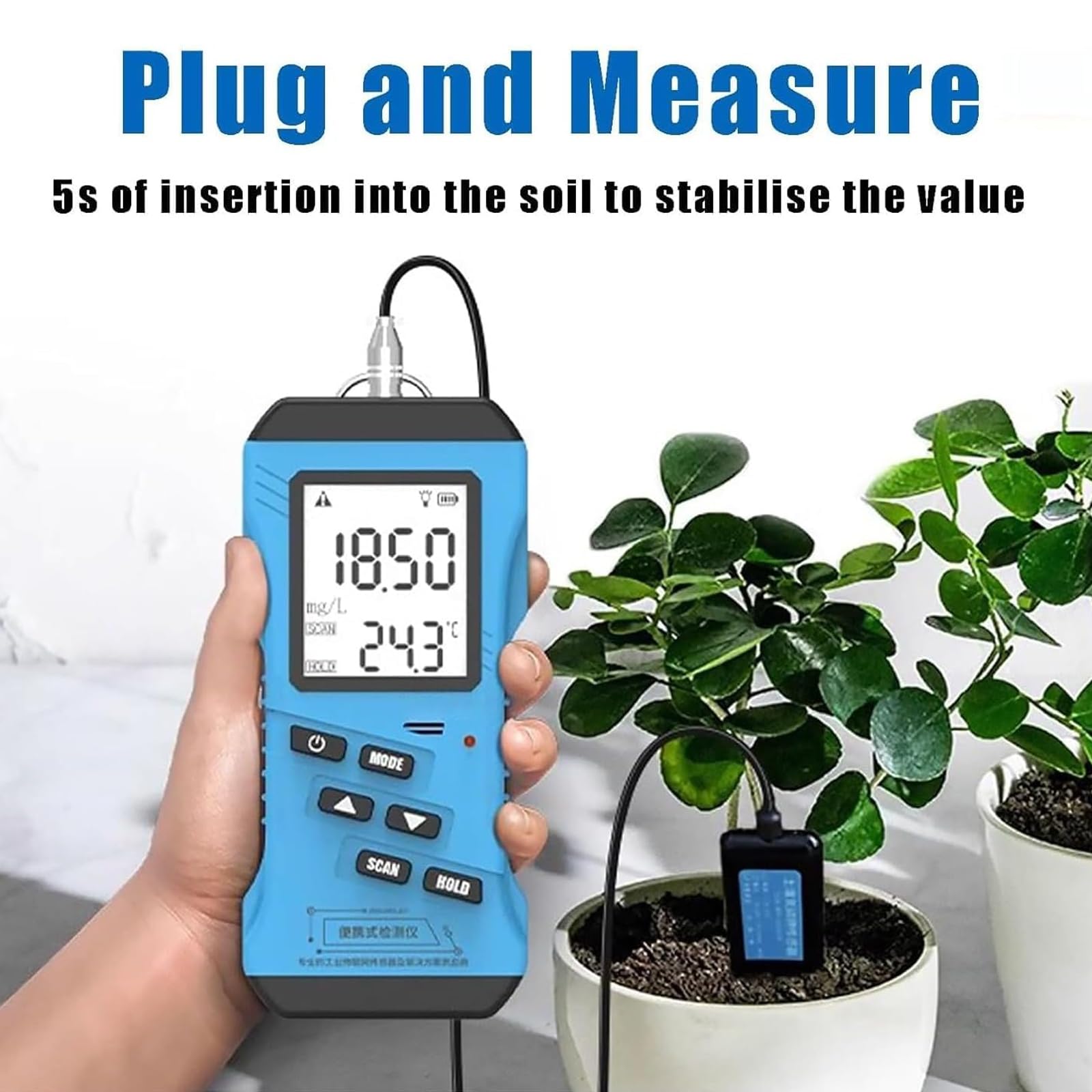 Testeur de Sol Numérique 7-en-1 avec Mesure d’Humidité, pH, NPK, CE et Température, Écran LCD pour Jardinage, Pelouse, Ferme, Serre et Plantes d’Intérieur/Extérieur