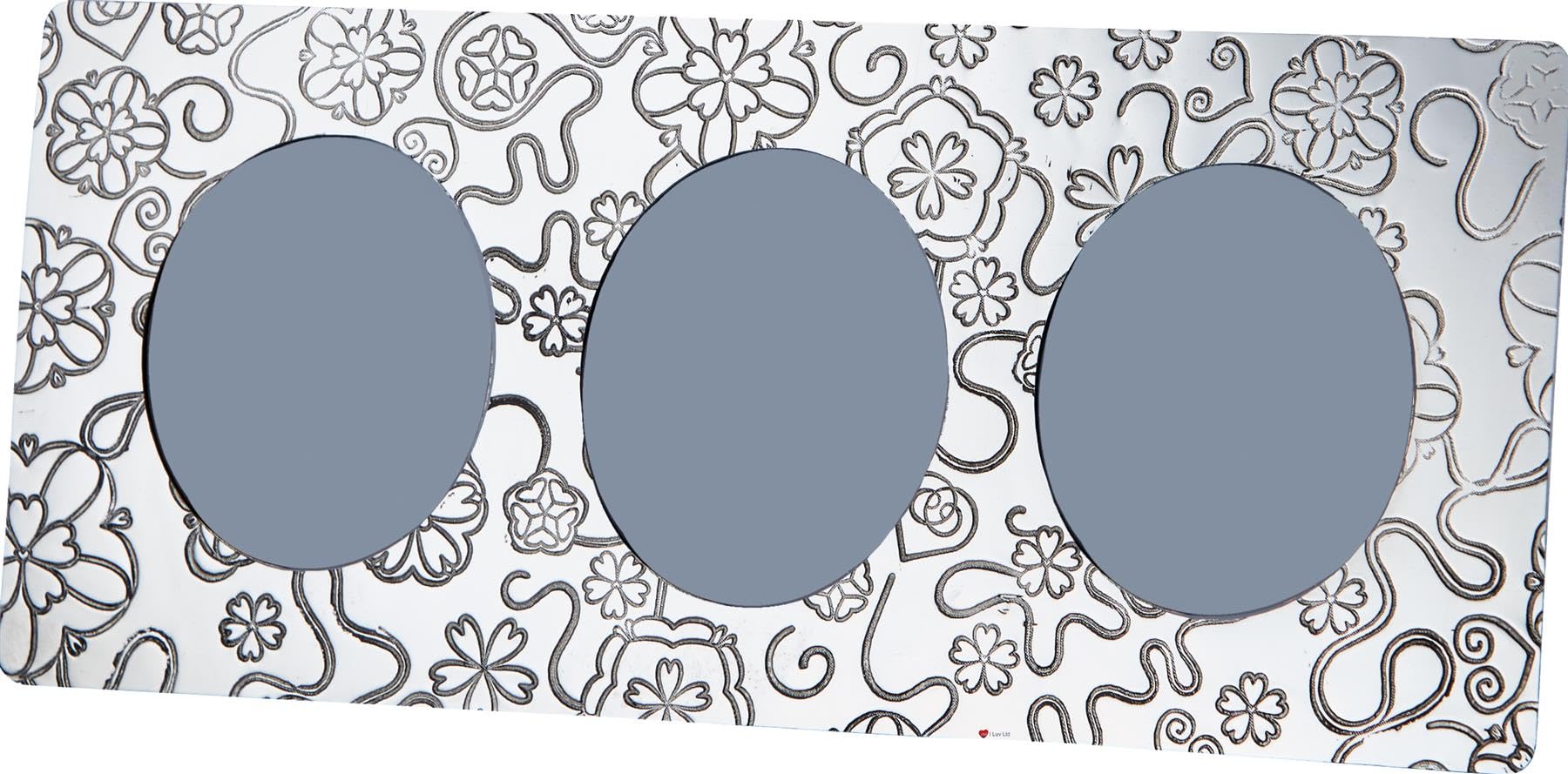 Cadre photo triplé en étain avec motif roses du Yorkshire par I LUV LTD