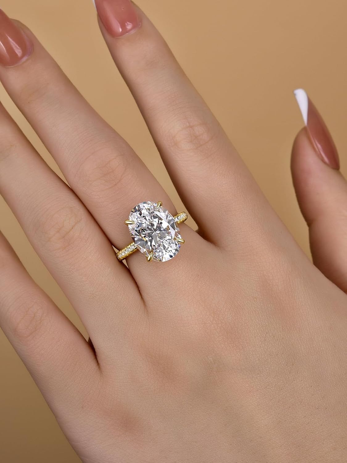 5.0/8.0CT Excellent Oval Cut Engagement Ring,D-Color VVS Big CZ Gemstone S925 Promise Ring - Image 4