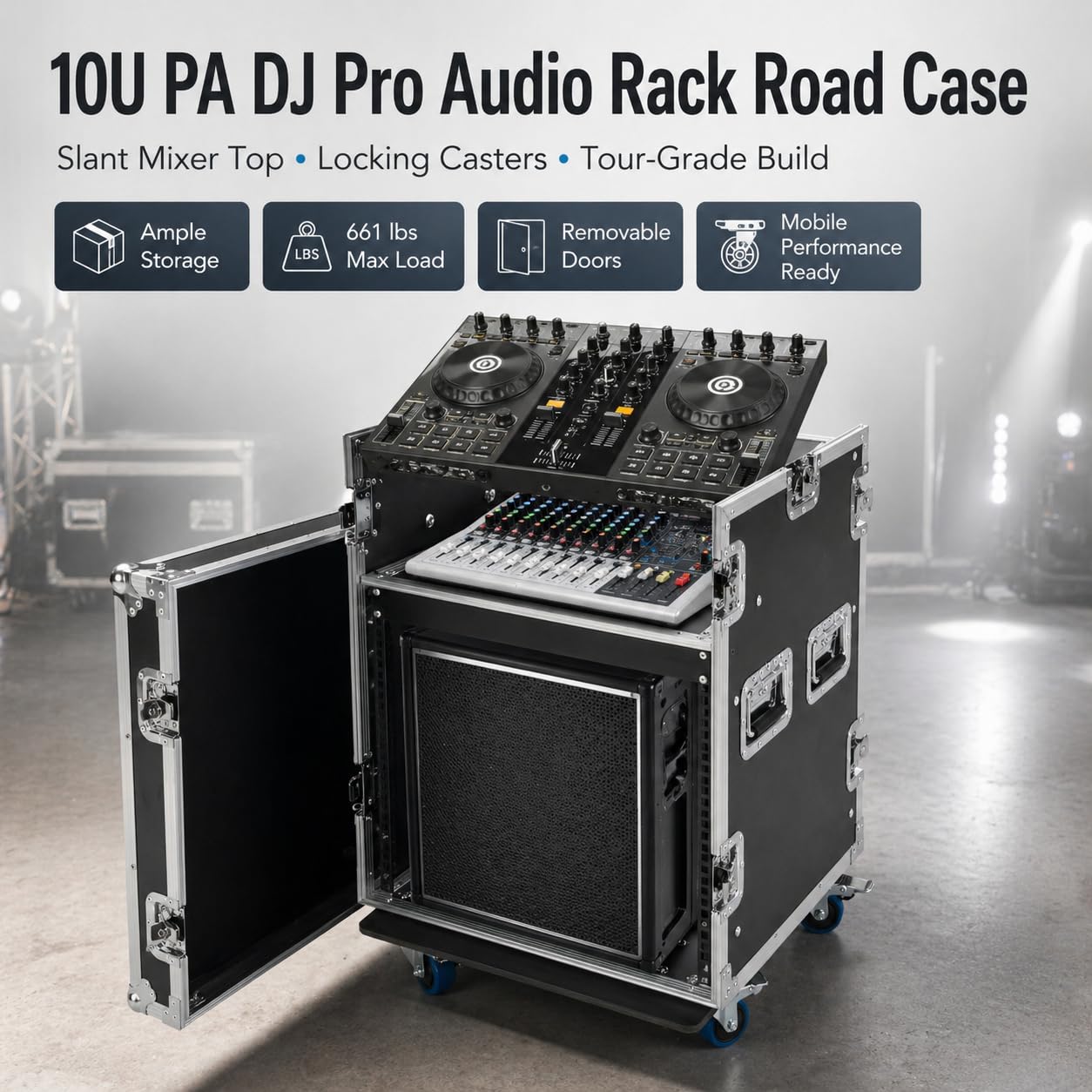 Amazon.co.jp: 10U PA DJ Pro オーディオラック ロードケース スラント